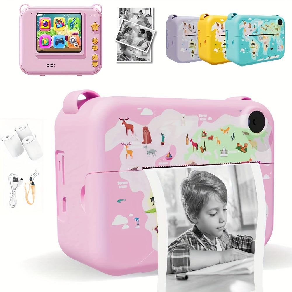 3 Rolls of Paper Included Instant Print 720P Video Digital Camera for Youngsters  Portable Toy Perfect for Boys  Girls Ages 612 Ideal Birthday Halloween Christmas Gift  Available in Pink Purple Green Yellow